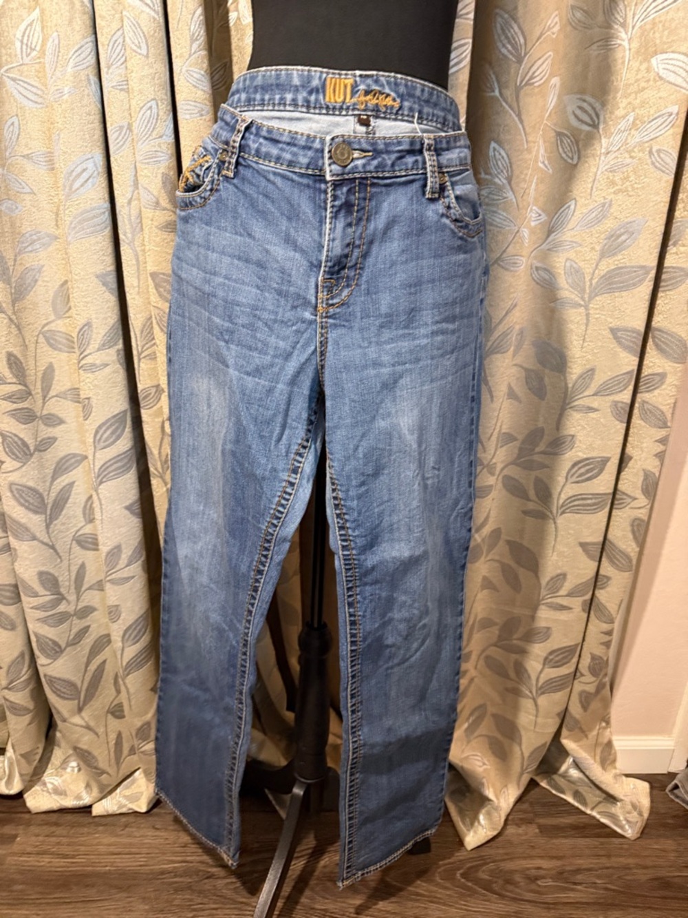 Kut from the Kloth Light Blue Split-Hem Straight Leg Jeans